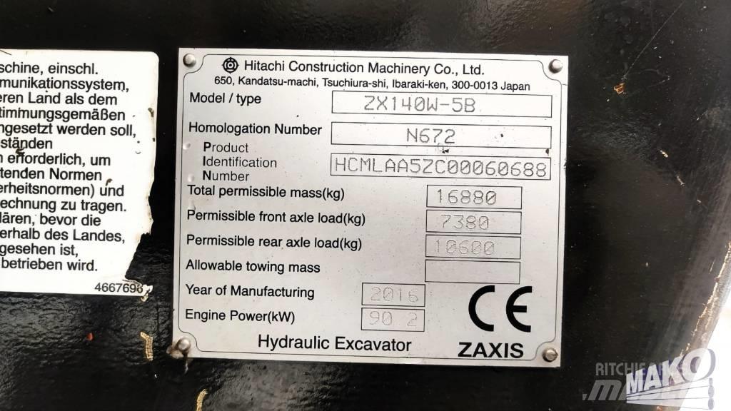 Hitachi ZX 140 W-5 Ratasekskavaatorid