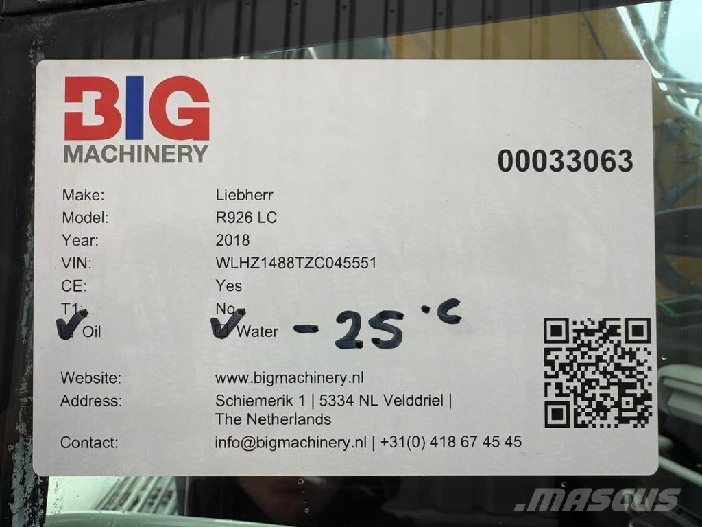 Liebherr R926 LC Roomikekskavaatorid