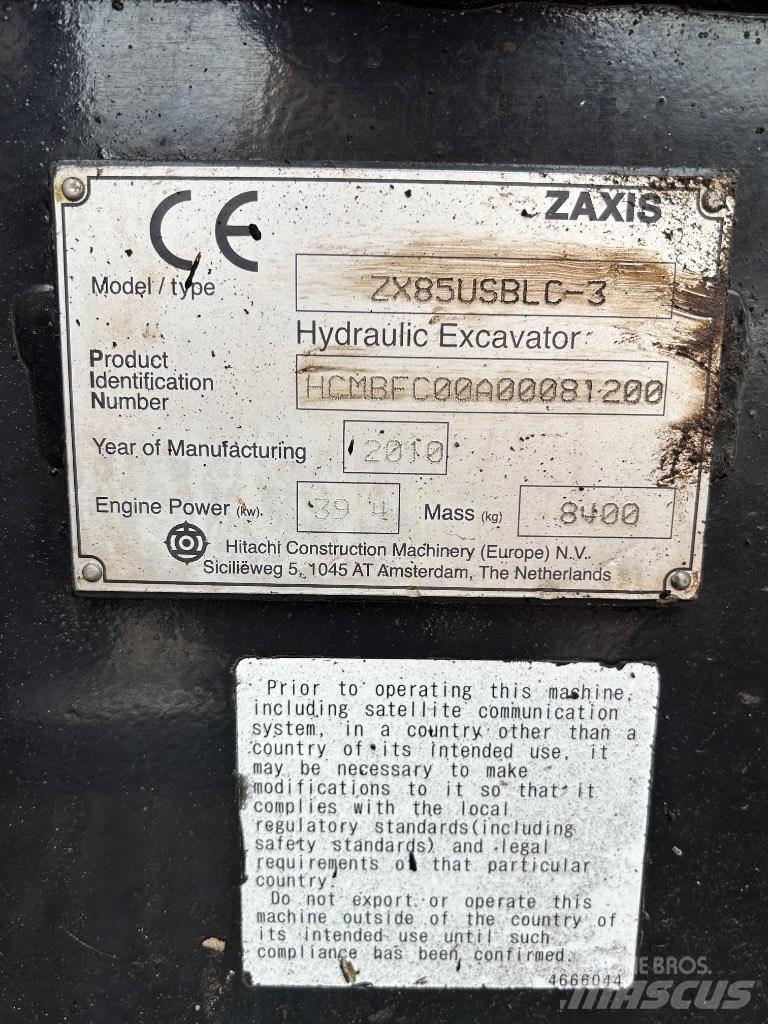 Hitachi Zaxis 85 USB Väikeekskavaatorid 7t-12t