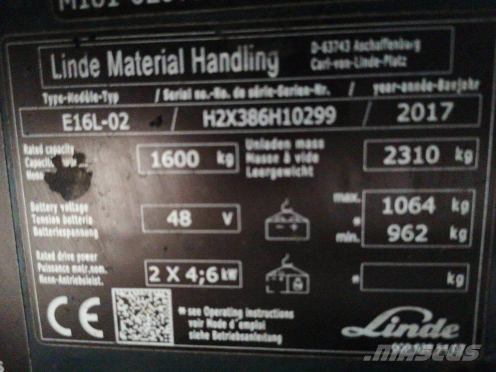 Linde E16L-02 Elektritõstukid