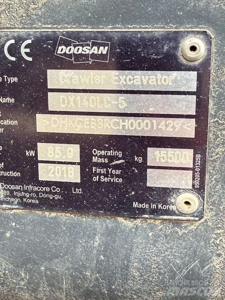 Doosan DX 140 LC Roomikekskavaatorid