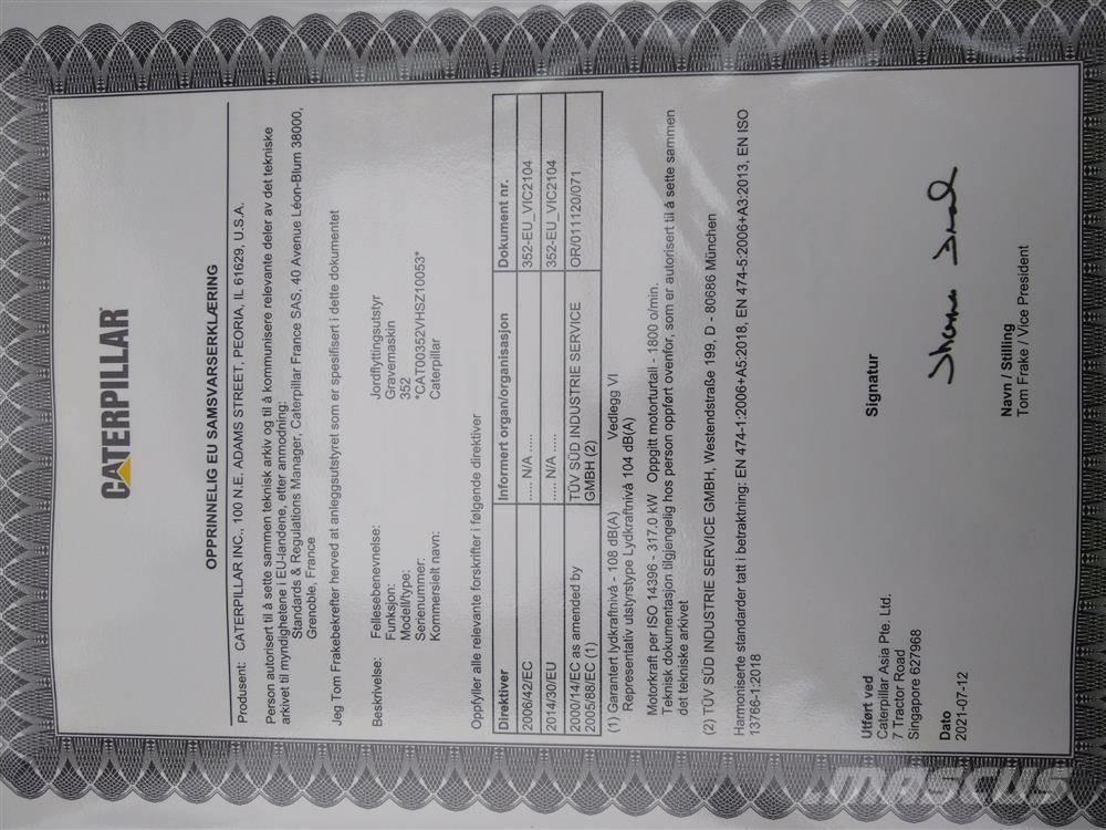 CAT 352 Roomikekskavaatorid