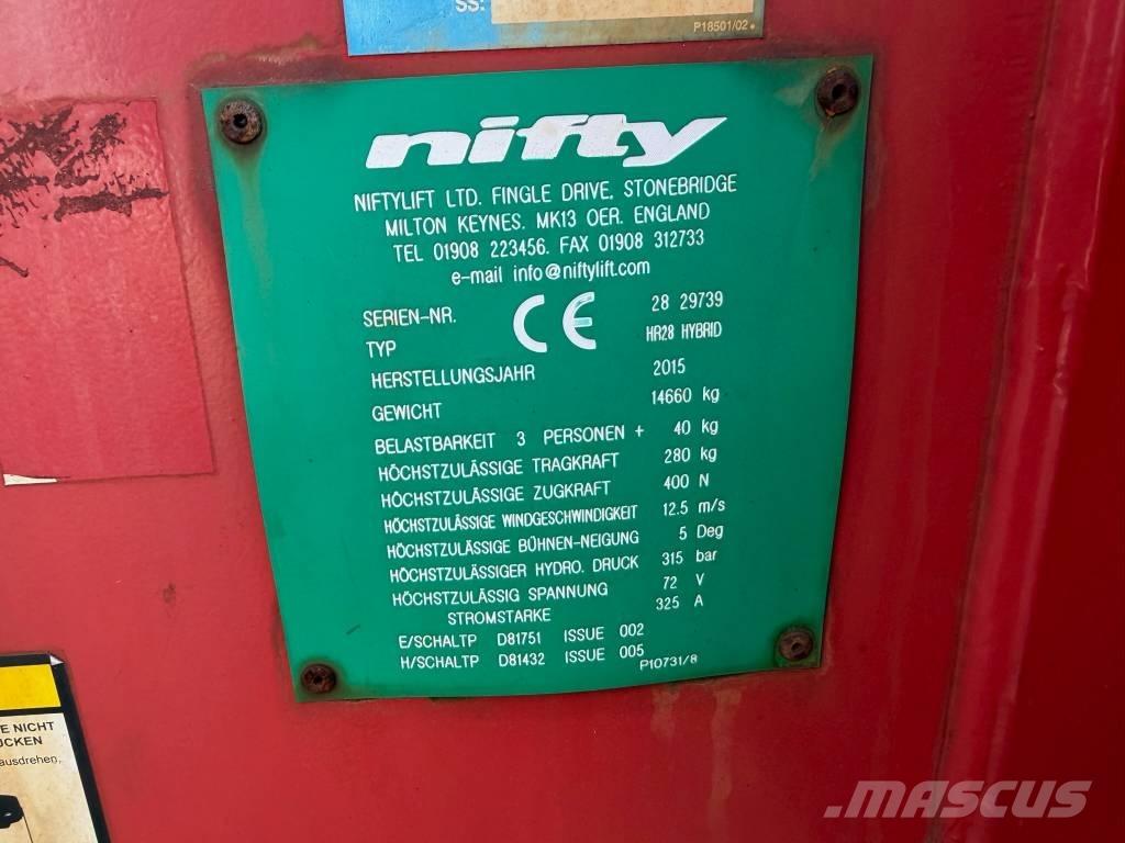 Niftylift HR 28 Iseliikuvad poomtõstukid