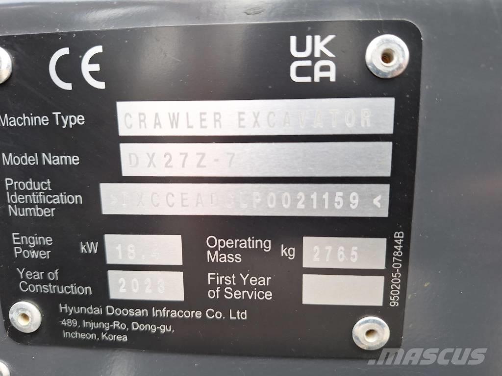 Develon DX 27 Z-7 Miniekskavaatorid < 7 t