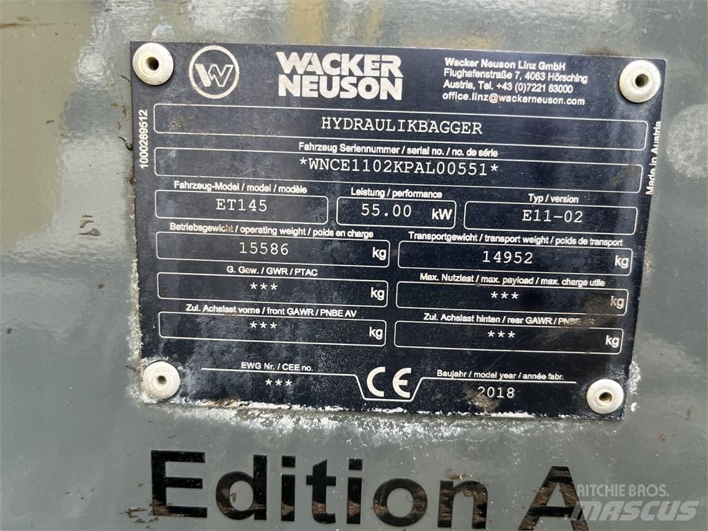 Wacker Neuson ET 145 Roomikekskavaatorid