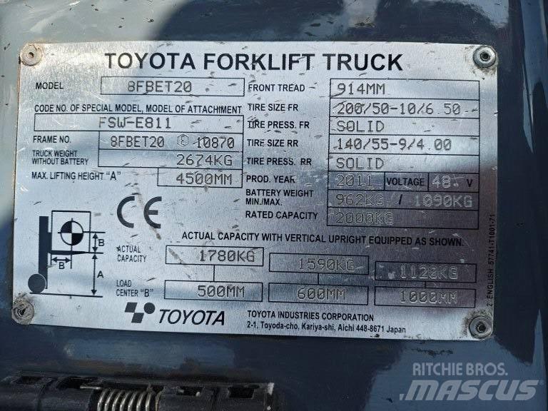Toyota 8 FBET 20 Elektritõstukid