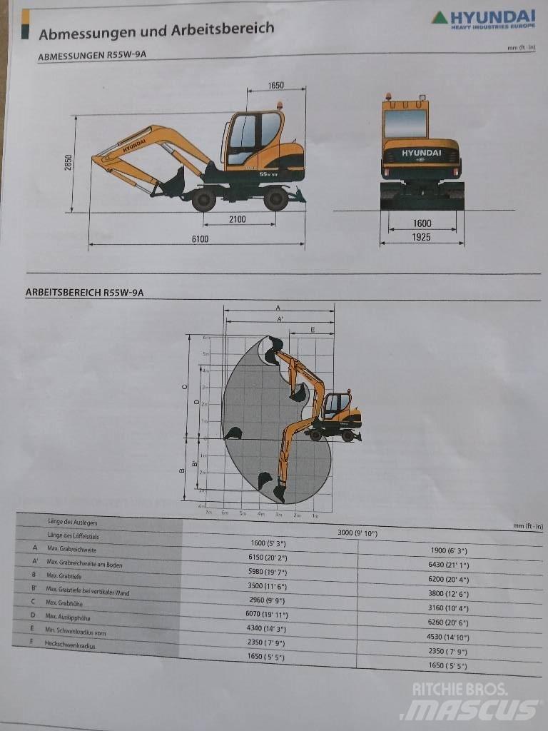 Hyundai 55W-9 Ratasekskavaatorid