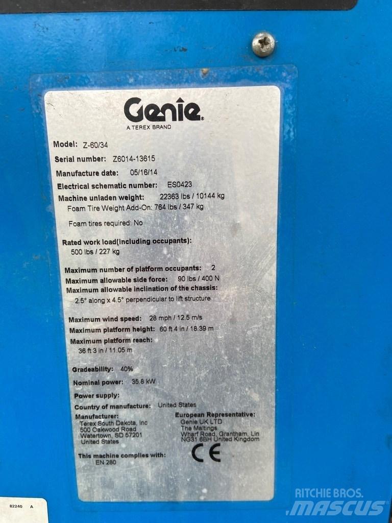 Genie Z 60/34 RT Iseliikuvad poomtõstukid