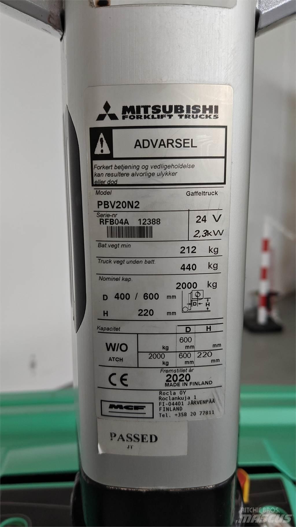 Mitsubishi PBV20N2 Kahveltõstukid - muud