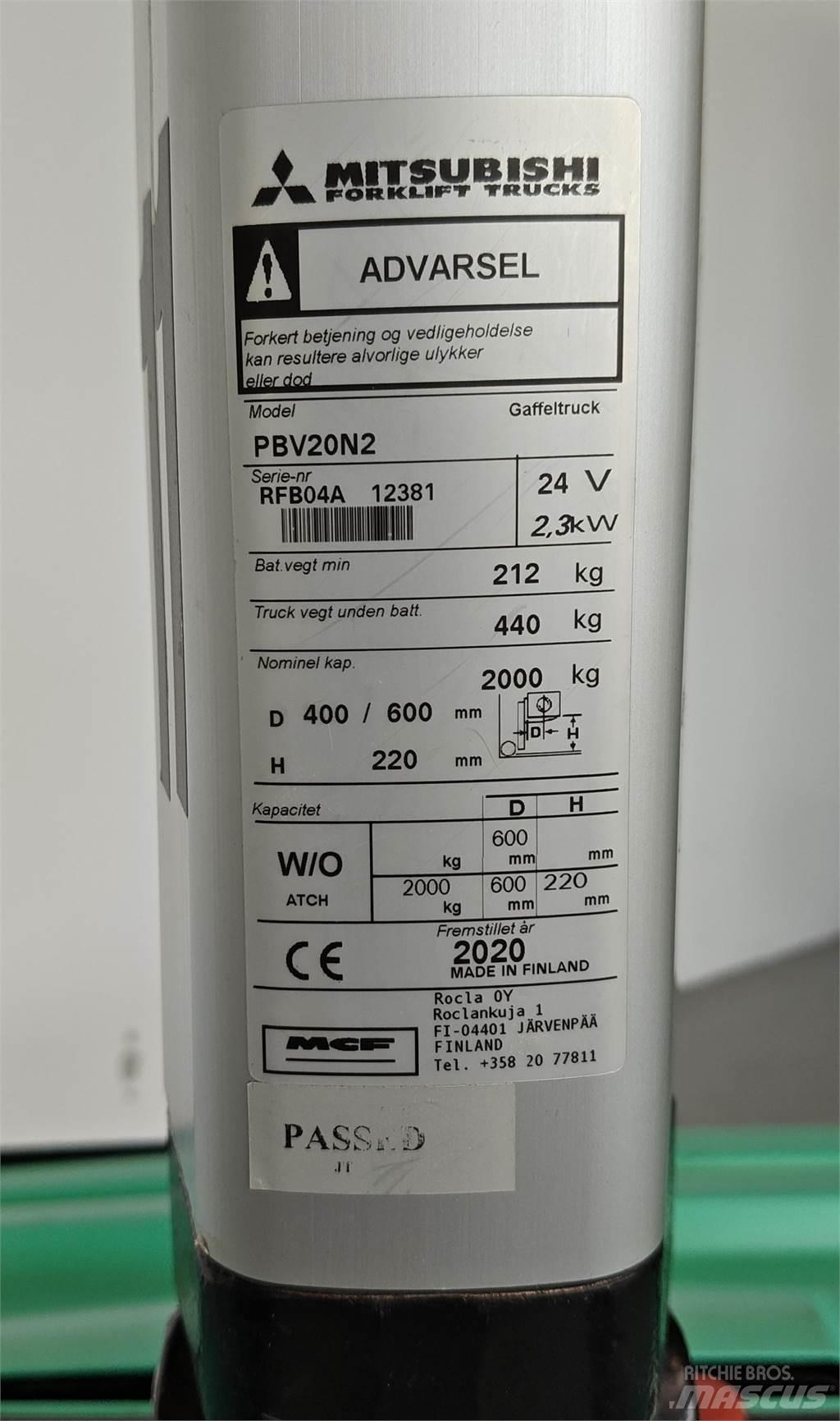 Mitsubishi PBV20N2 Kahveltõstukid - muud