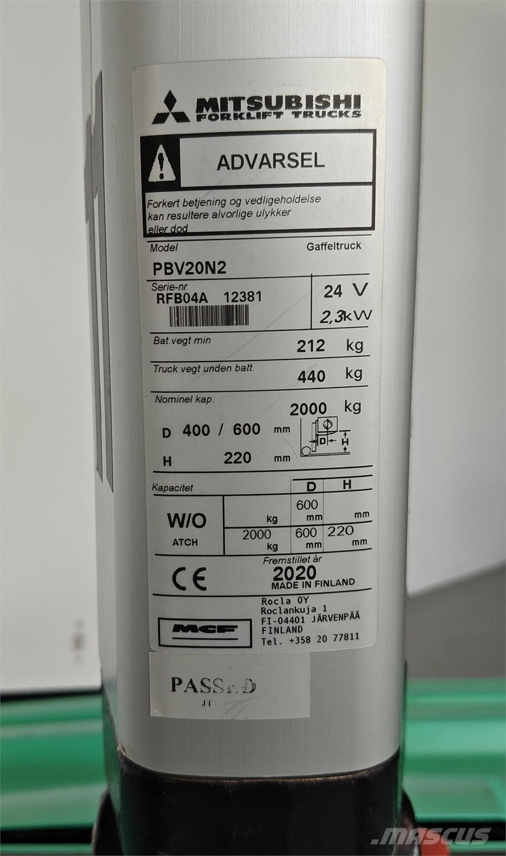 Mitsubishi PBV20N2 Platvormveok