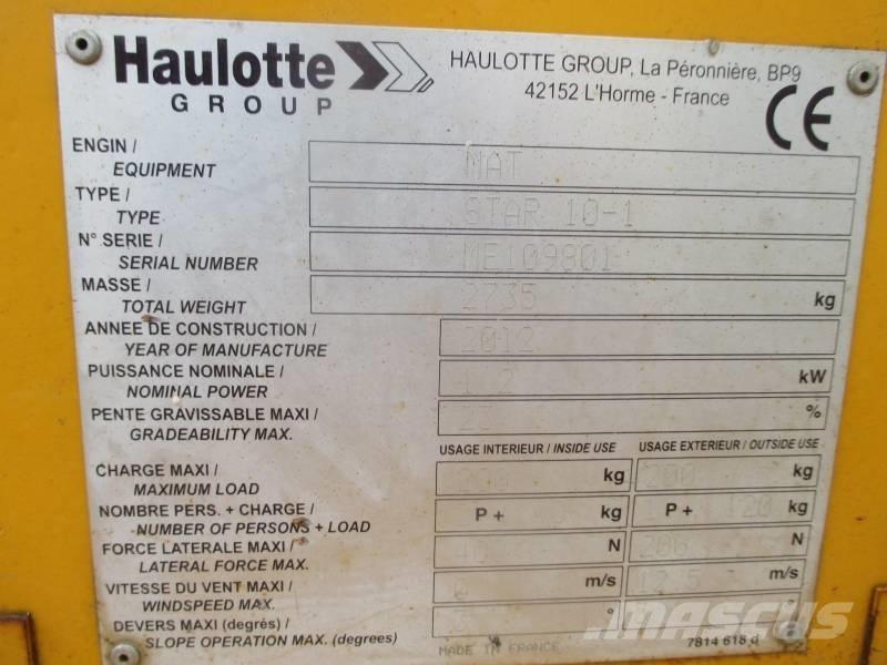 Haulotte Star 10 Vertikaalsed mast tõstukid