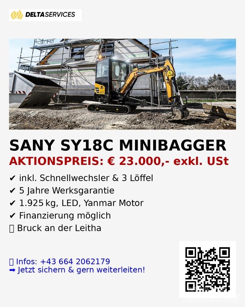 Sany SY 18 C Miniekskavaatorid < 7 t