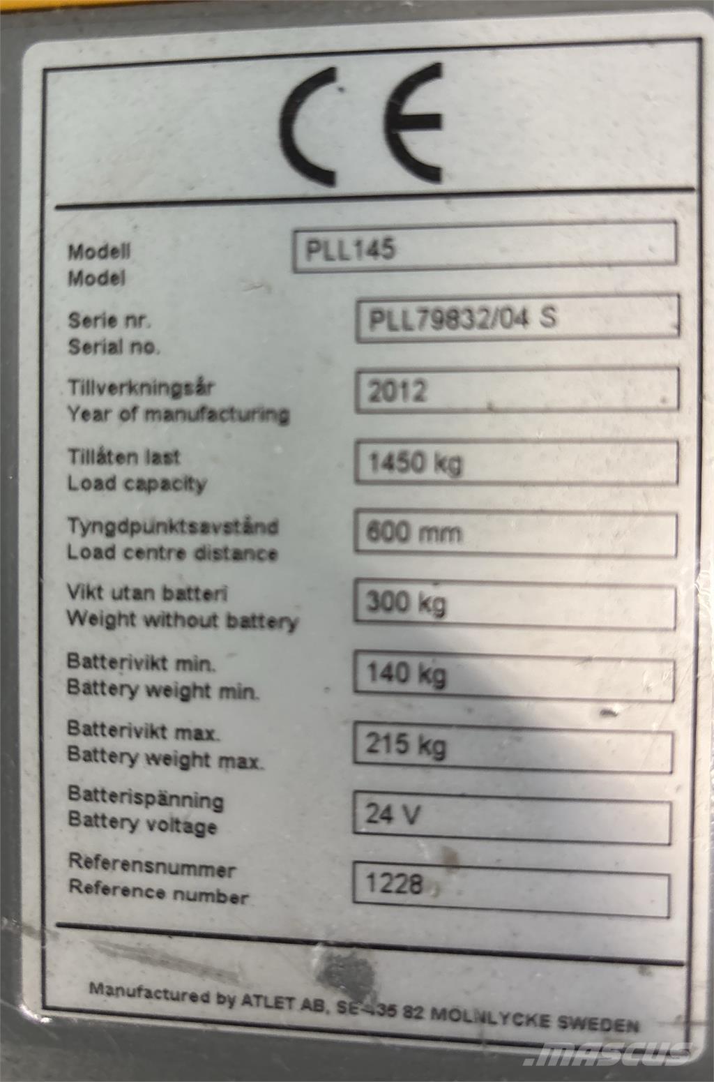 Atlet PLL145 Järelkäidavad virnastajad
