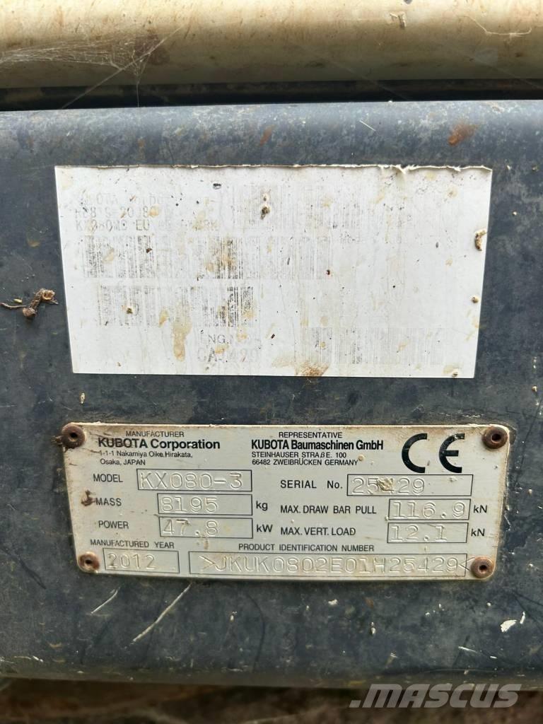 Kubota KX 080-3 Väikeekskavaatorid 7t-12t