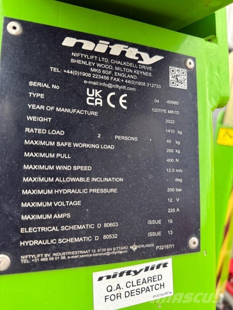 Niftylift 120TPE Järelveetavad korvtõstukid