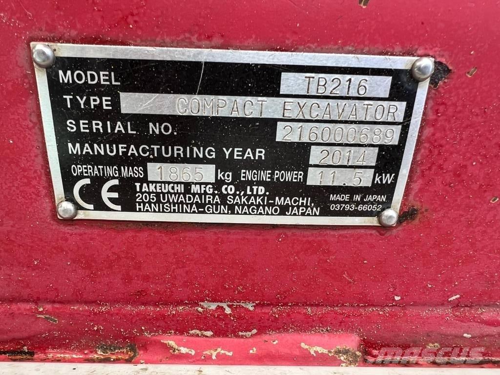 Takeuchi TB 216 Miniekskavaatorid < 7 t