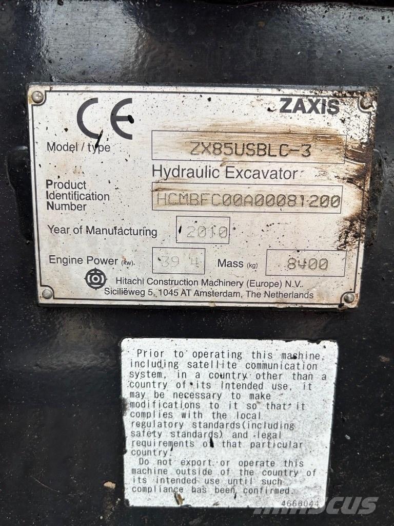 Hitachi Zaxis 85 USB Väikeekskavaatorid 7t-12t