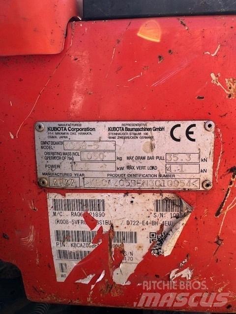 Kubota K 008-5 Miniekskavaatorid < 7 t