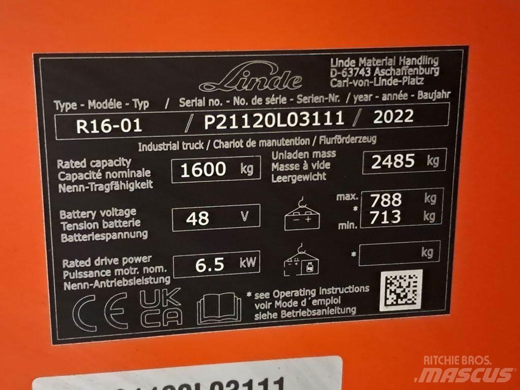 Linde R16-01 Lükandmastiga tõstukid