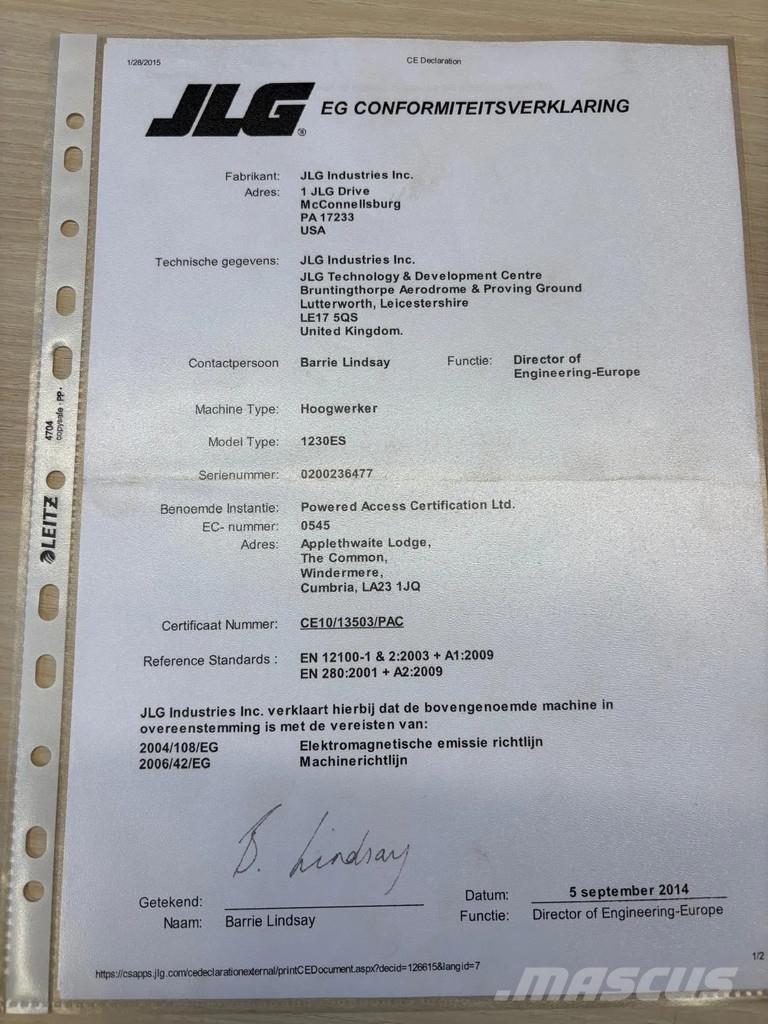 JLG 1230ES Käärtõstukid