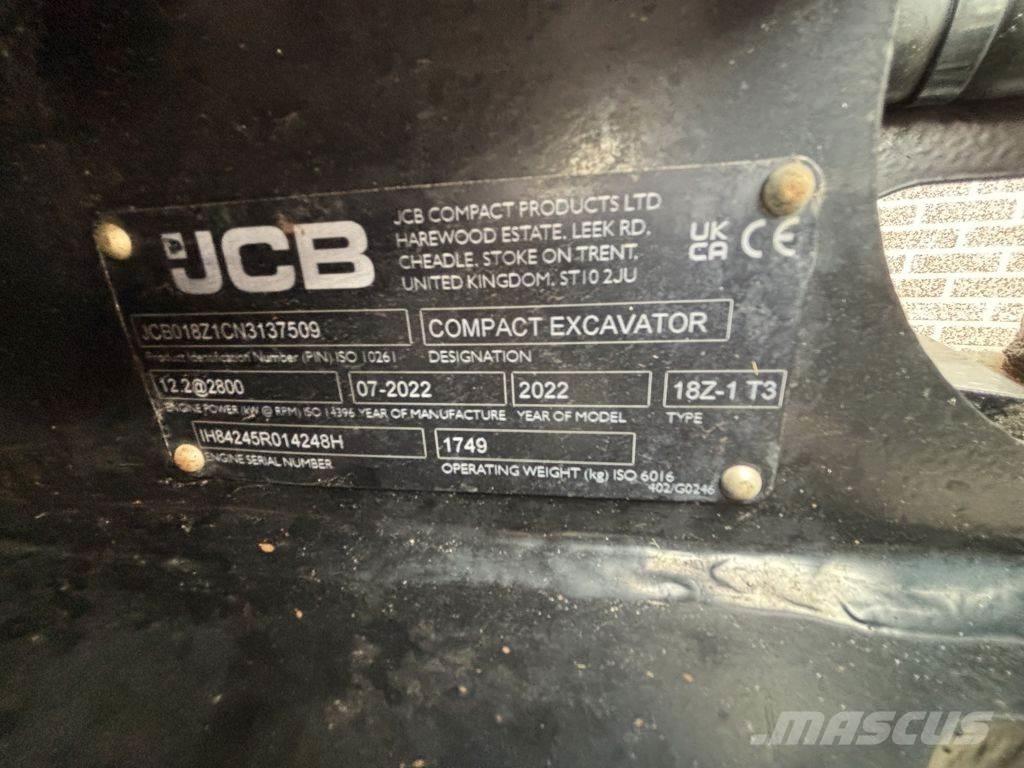 JCB 18Z Miniekskavaatorid < 7 t