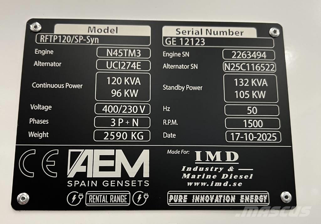  AEM RFTP120/SP-Syn Diiselgeneraatorid