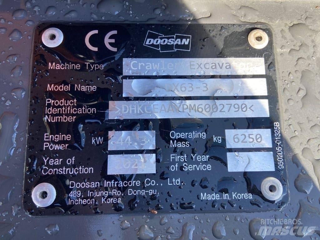 Doosan DX63-3 Roomikekskavaatorid