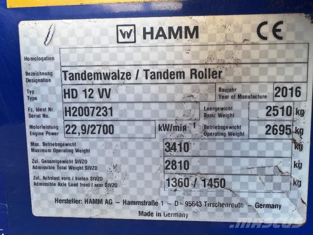 Hamm HD 12 VV Tandemrullid