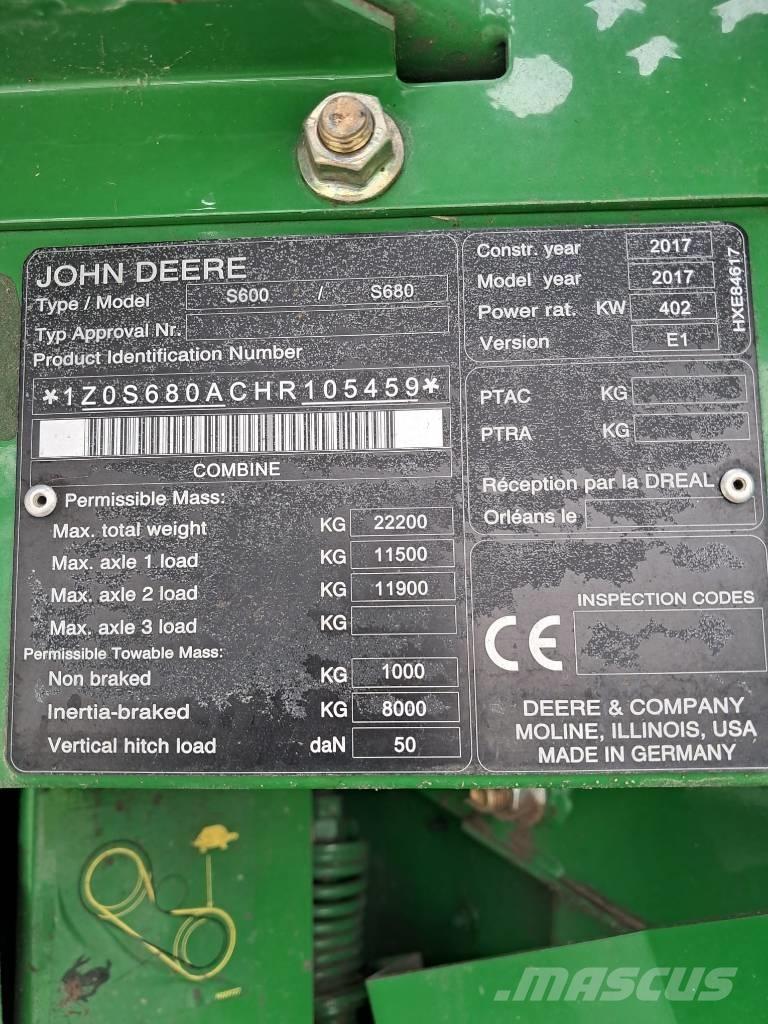 John Deere S 680 i Teraviljakombainid
