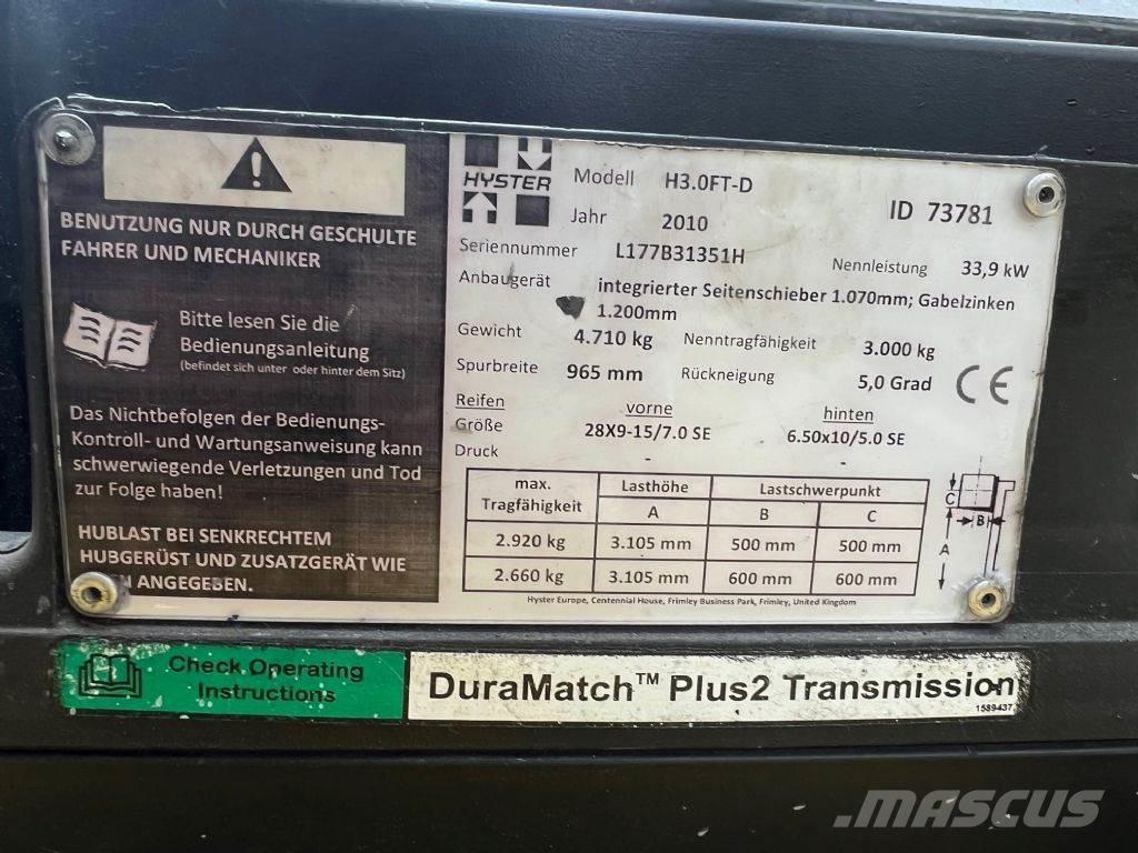 Hyster H 3.0 FT Diiseltõstukid
