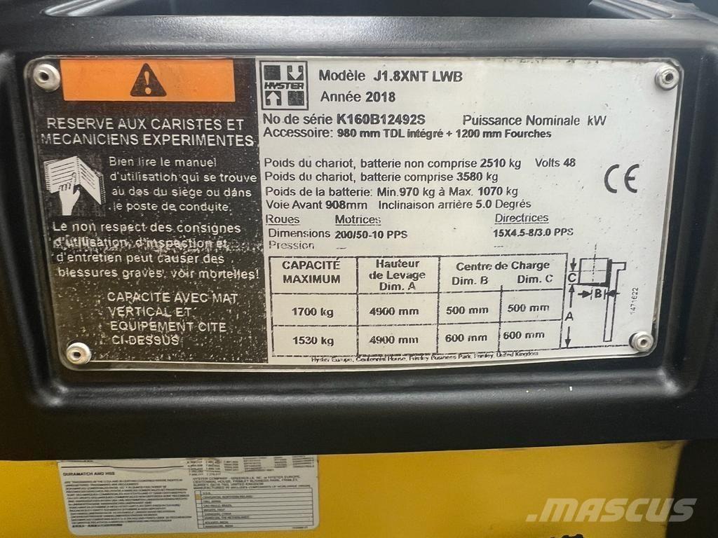 Hyster J 1.8 XNT Elektritõstukid