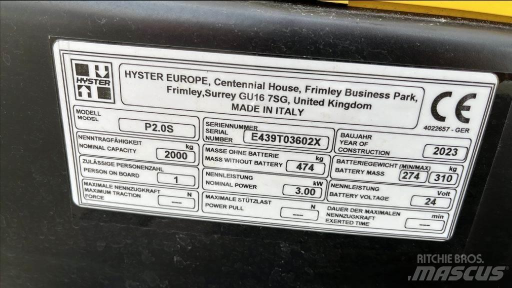 Hyster P 2.0 S Elektriline alusesiirdaja