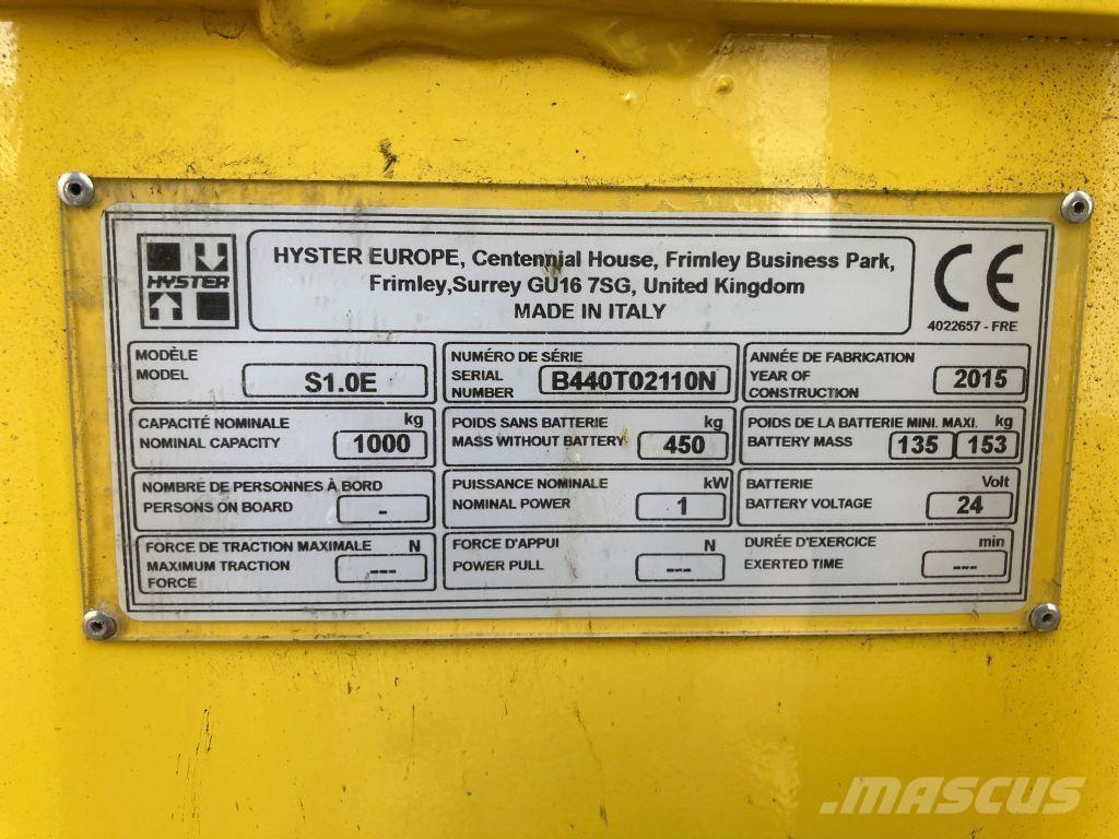 Hyster S 1.0E Järelkäidavad virnastajad