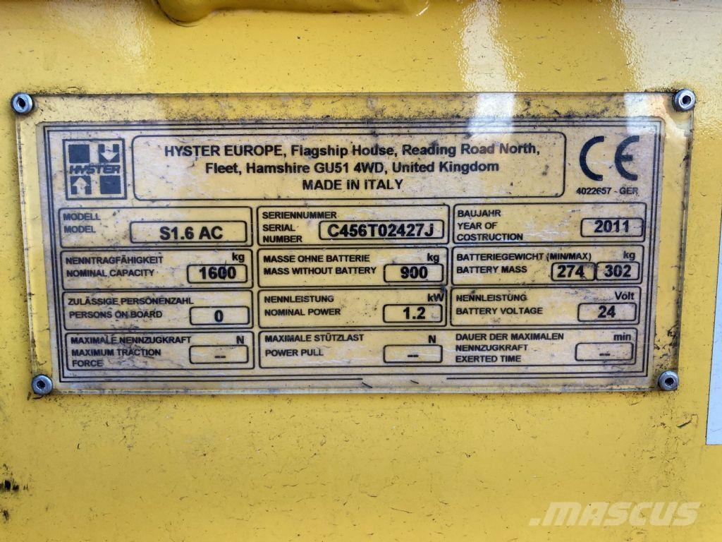 Hyster S 1.6 AC Järelkäidavad virnastajad