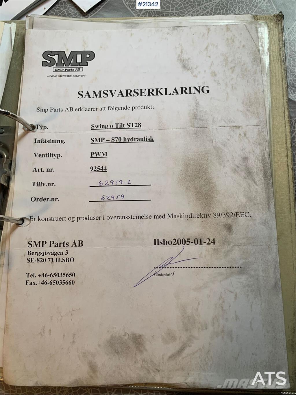 SMP S70 Rotortilt Muud osad