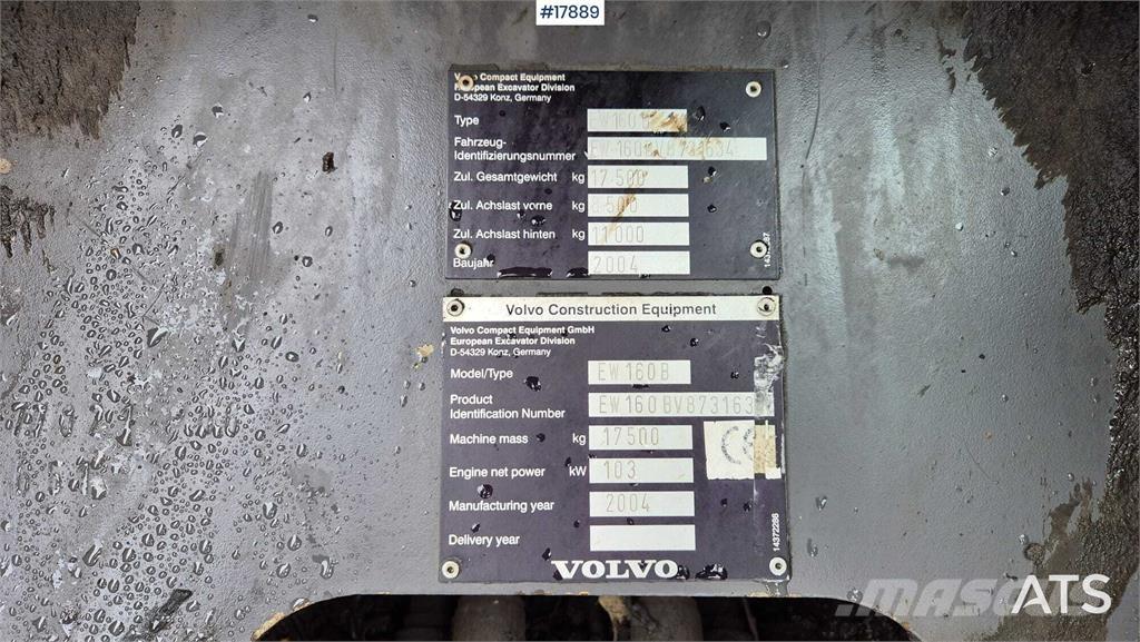 Volvo EW160B Ratasekskavaatorid