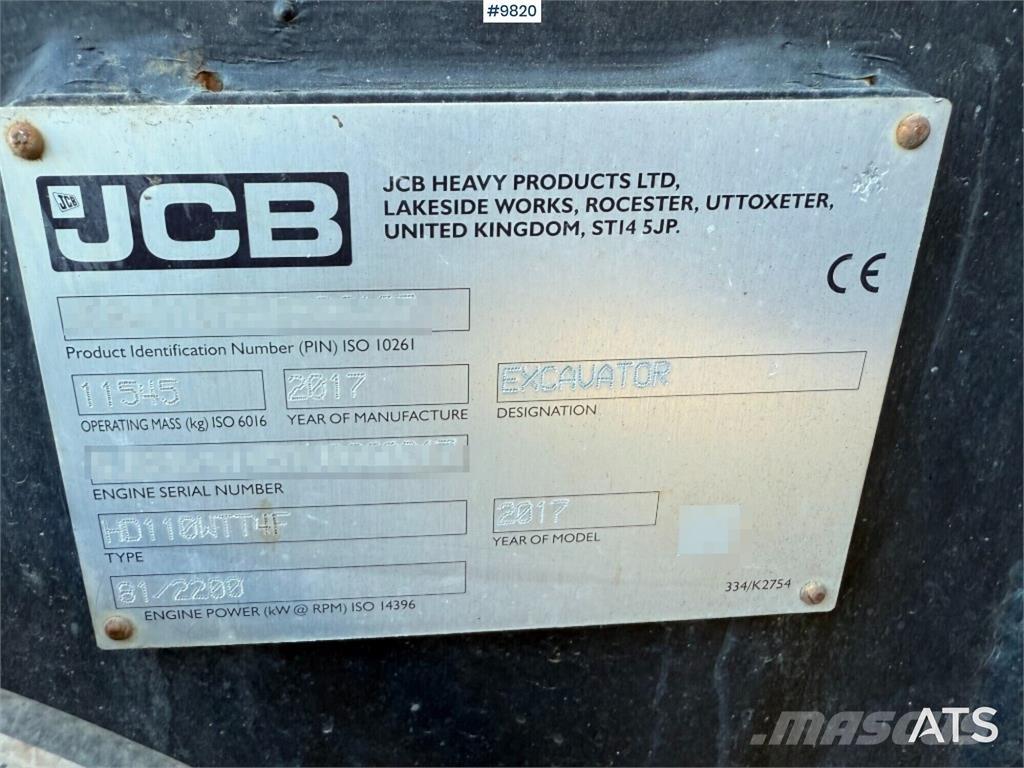 JCB Hydradig 110W Ratasekskavaatorid