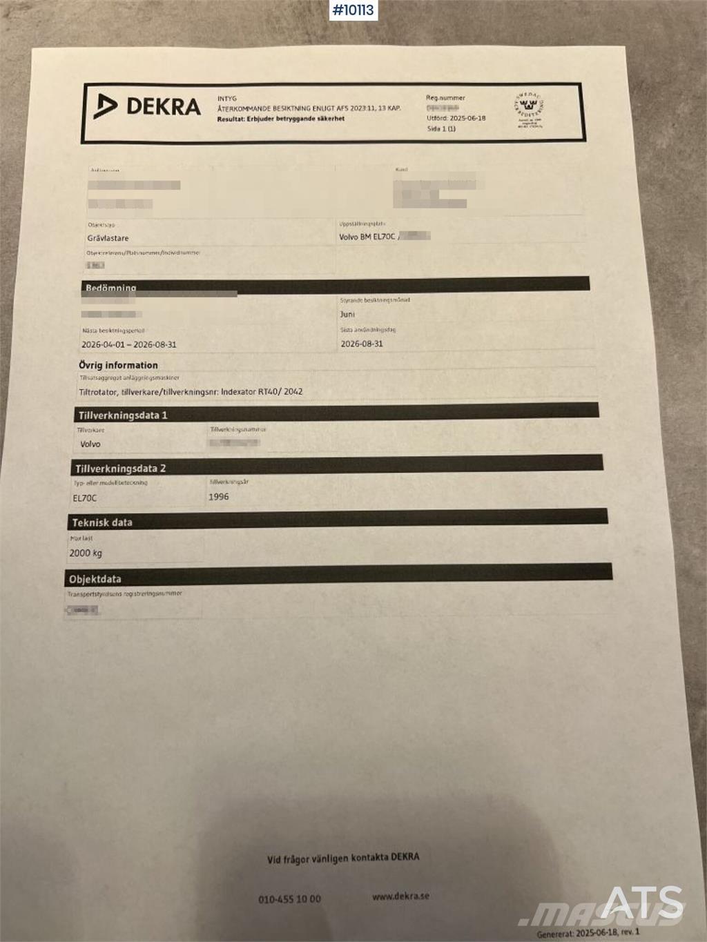 Volvo BM BM EL70C Ekskavaatorlaadurid