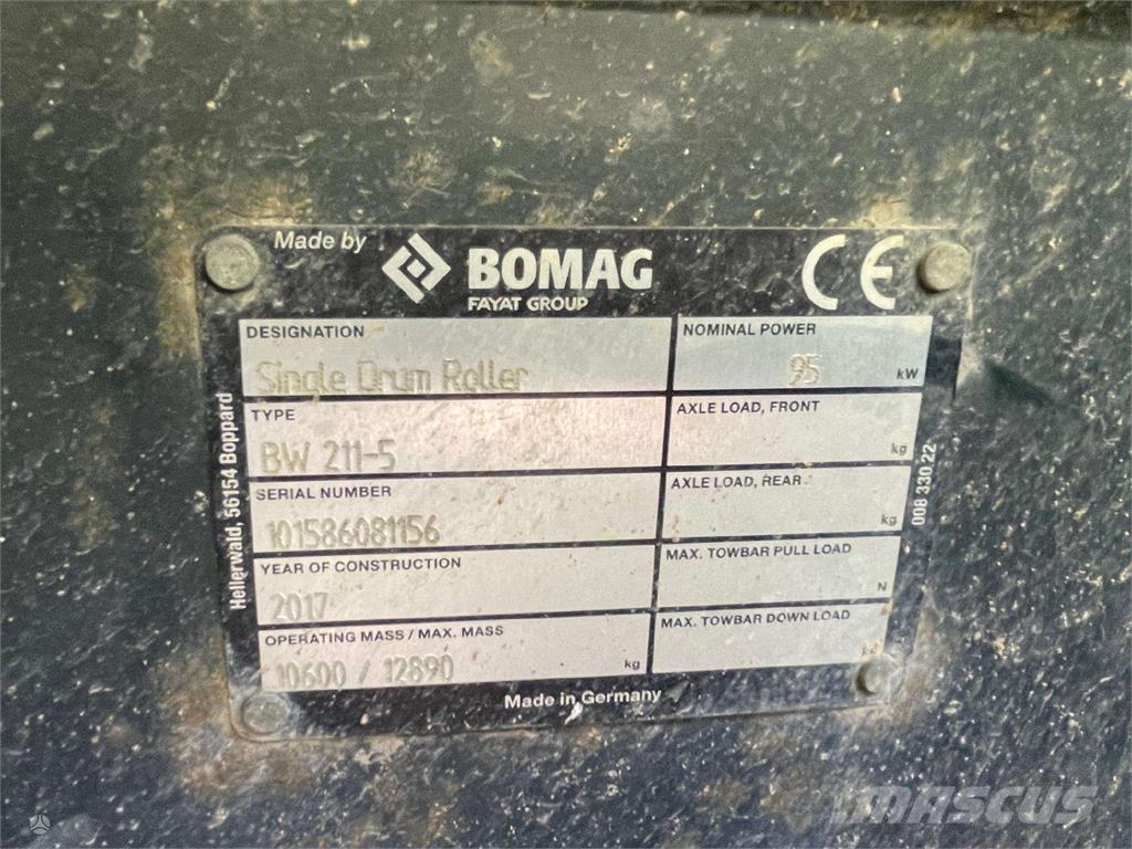 Bomag BW 211-5 Ühe trumliga rullid