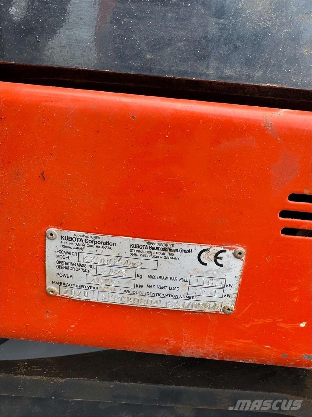 Kubota KX080-4a Roomikekskavaatorid