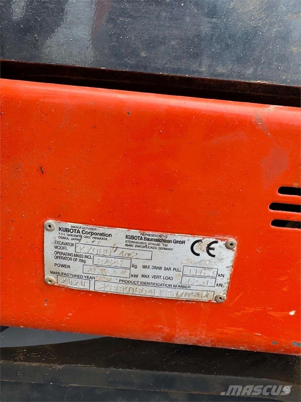 Kubota KX080-4a2 Roomikekskavaatorid