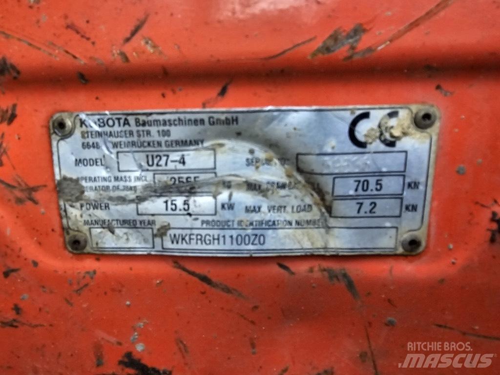 Kubota U 27-4 Miniekskavaatorid < 7 t