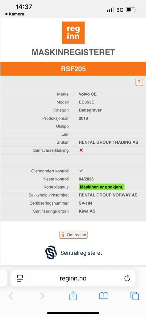 Volvo ECR355EL Roomikekskavaatorid