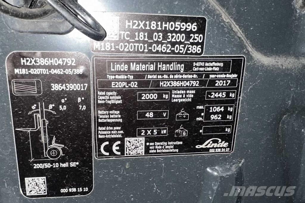 Linde E 20 PL Elektritõstukid
