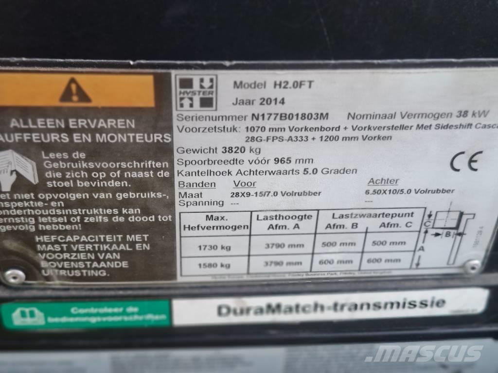 Hyster H 2.0 FT Gaasitõstukid