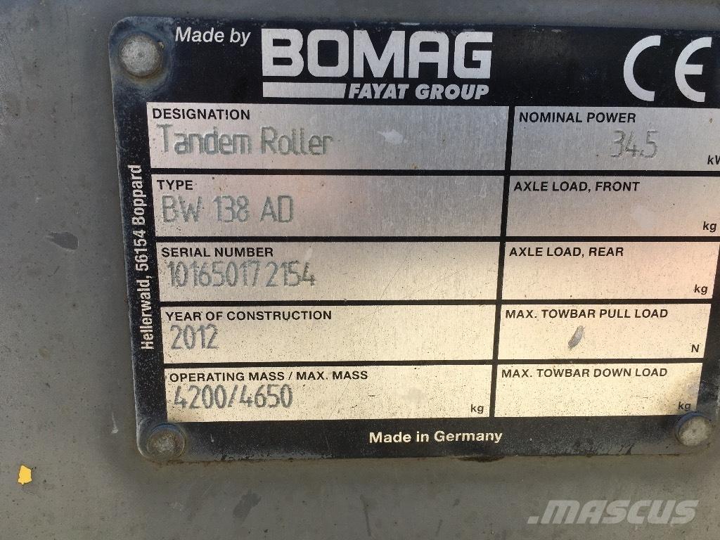Bomag BW 138 AD Tandemrullid