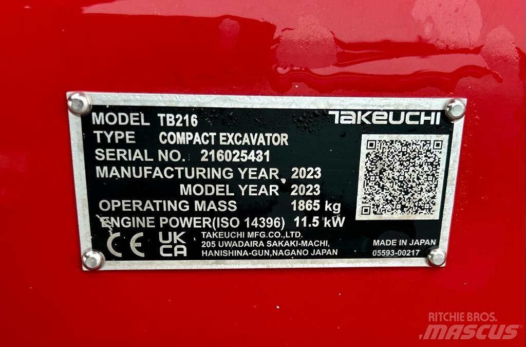 Takeuchi TB 216A V4 Miniekskavaatorid < 7 t