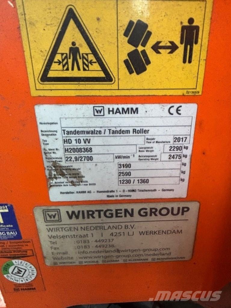 Hamm HD 10 Kaabitsad