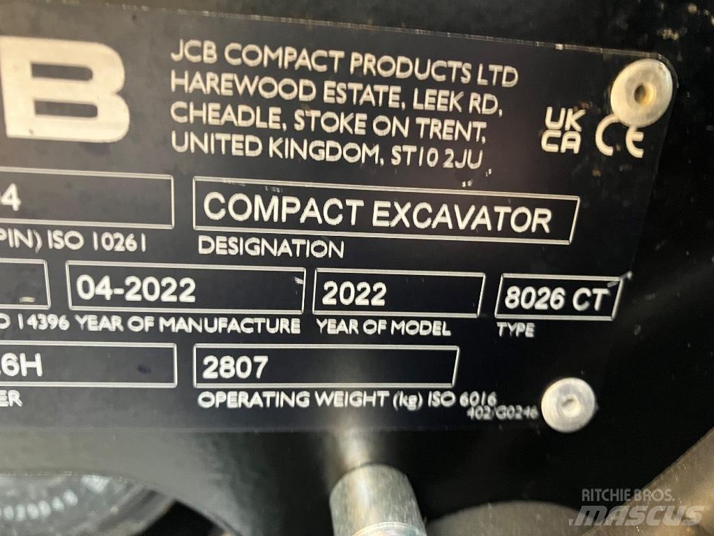 JCB 8026 CTS Miniekskavaatorid < 7 t